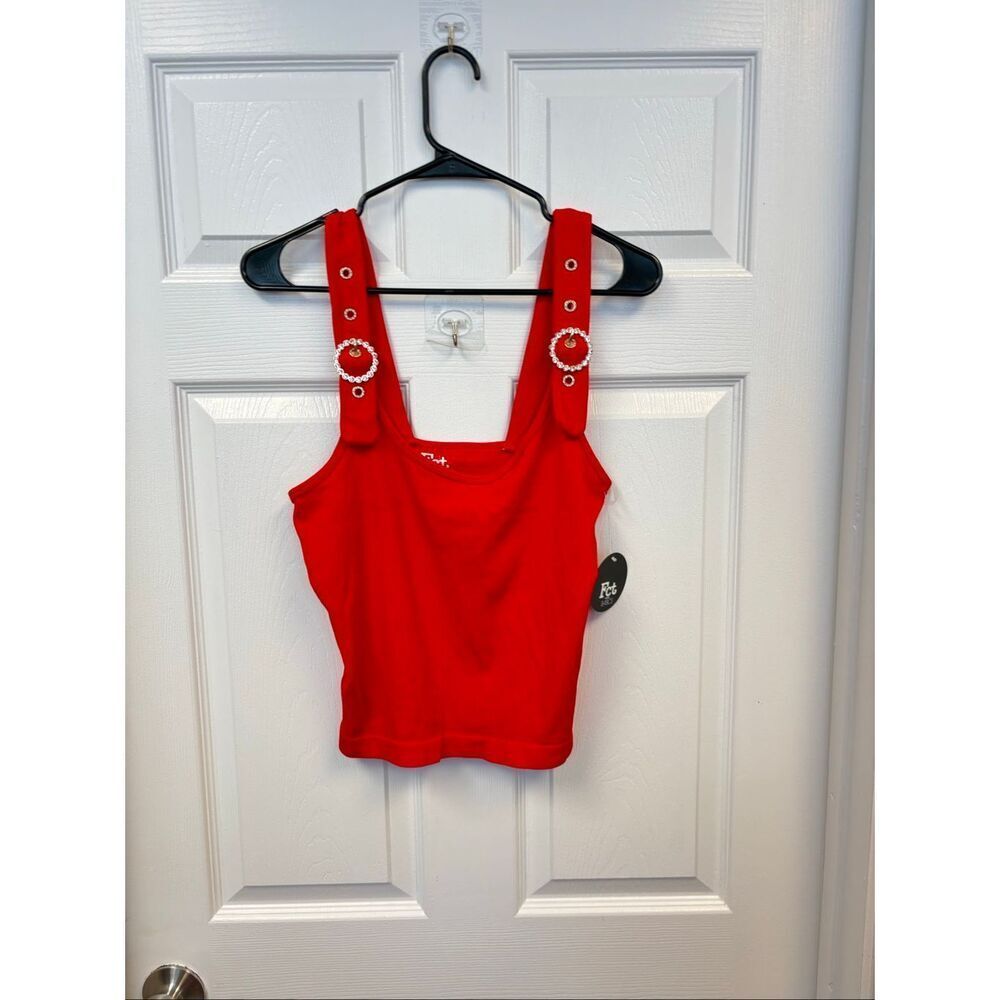 Red Ribbed Knit Tank